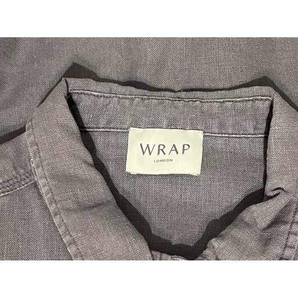 Wrap London Button Front Up Shirt Top Pockets Gray 100% Linen Size 6 US UK 10 - Picture 3 of 4